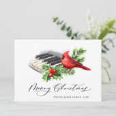3 PHOTO Red Cardinal Holly Berry Christmas Feestdagenkaart (Staand voorkant)