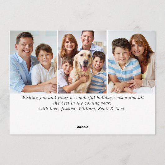 3 PHOTO Red Cardinal Holly Berry Christmas Feestdagenkaart (Achterkant)