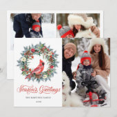 3 PHOTO Red Kardinaal kerstfeestdag Kaart (Voorkant / Achterkant)