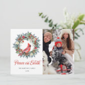 3 PHOTO Red Kardinaal kerstgeschut Feestdagenkaart (Staand voorkant)