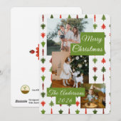 3 Photo Red White Green Christmas Tree Xmas Card Feestdagenkaart (Voorkant / Achterkant)