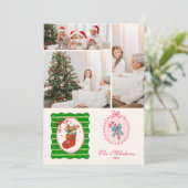 3 Photo RRetro Whimsical Christmas Feestdagenkaart (Staand voorkant)