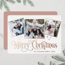 3 PHOTO Sparkle Merry-kerstgroet Gold