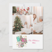 3 Photo Whimsical Ho Ho Ho Christmas Family  Feestdagenkaart (Voorkant)