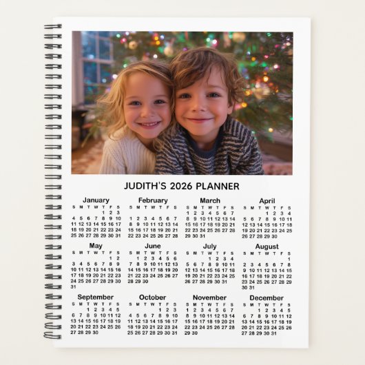 3 Photo White and Black 2026 Calendar Planner (Voorkant)