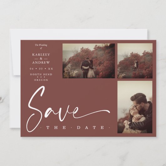 3 Photos Brown Chic Trendy Collage Wedding Covid19 (Voorkant)