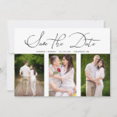 3 Photos Collage Engaged Chic Minimalist Wedding Save The Date (Voorkant)