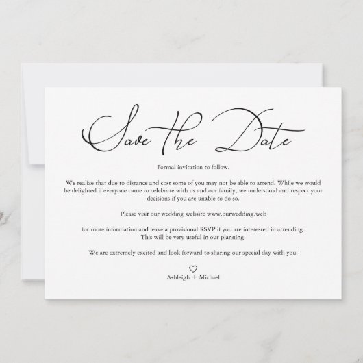 3 Photos Collage Engaged Chic Minimalist Wedding Save The Date (Achterkant)