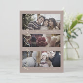 3 Photos Collage Golden Effect Christmas Photo Feestdagenkaart (Staand voorkant)