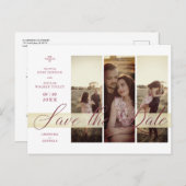 3 Photos Couple in Love Simple Elegant Script Briefkaart (Voorkant / Achterkant)