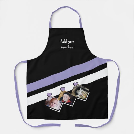 3 photos custom text black purple schort (Voorkant)