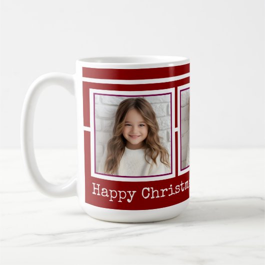 3 Photos, Long Message, Christmas Red, Modern P31 Koffiemok (Links)