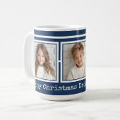 3 Photos, Long Message, Dark Blue Modern P31 Koffiemok (Voorkant links)