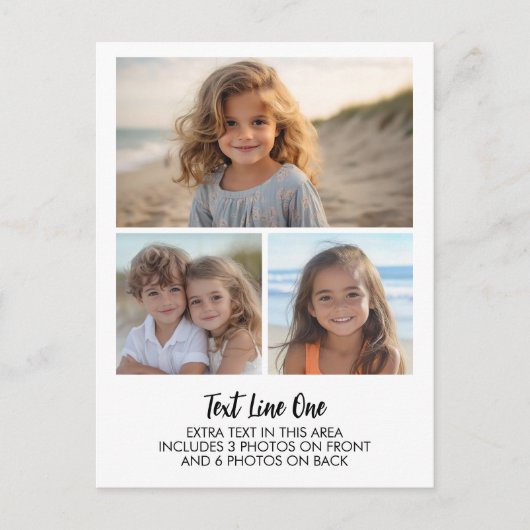 3 Photos - Minimal Design - Black Text on White Briefkaart (Voorkant)