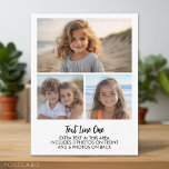 3 Photos - Minimal Design - Black Text on White Briefkaart<br><div class="desc">A simple photo grid with a place for 3 pictures and 2 text blocks. This a modern and minimal design with black type on a white background. A fun way to capture memories and share them with friends and family.</div>