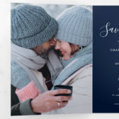 3 Photos Script Wedding Save the Date Drieluik Aankondiging (Binnenzijde eerst)