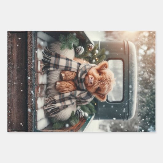 3 Piece Wrapping Paper Decoupage Highland Cow (Voorkant 3)