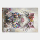 3 Piggies Tea Time Party Decoupage Wrapping Paper (Voorkant 3)