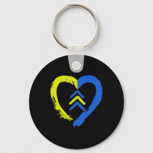 3 Pijlen Hart Liefde Down Syndroom Bewustzijn  Sleutelhanger