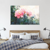 *~* 3 Pioen TV2 Art Roze Uitgerekte Canvas Print (Insitu (Slaapkamer))