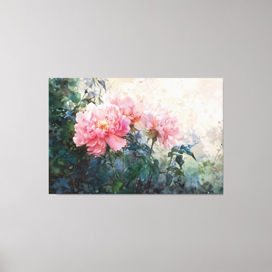*~* 3 Pioen TV2 Art Roze Uitgerekte Canvas Print (Voorkant)