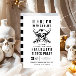 3 Pirate Skull Halloween Dinner Party Kaart
