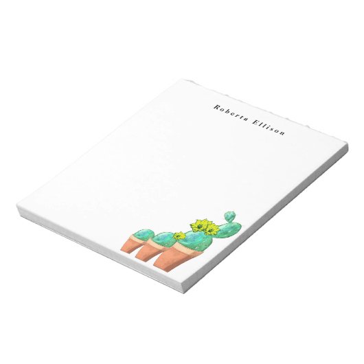 3 Planten met zuidwestelijk Potted Cactus Floral C Notitieblok (Linkerzijde)