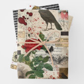 3 Poe Halloween Gothic Collage Ephemera Sheets Inpakpapier Vel (In situ)