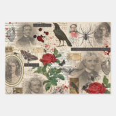 3 Poe Halloween Gothic Collage Ephemera Sheets Inpakpapier Vel (Voorkant)