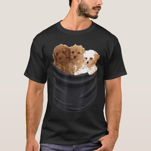 3 poedelhond in zak grappig cadeau voor mannen vro t-shirt (Voorkant)