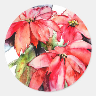 3 Poinsettias Kerst stickers