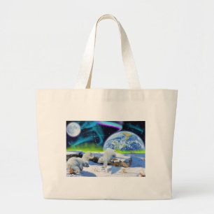 3 Polaire Beer Cubs spelen op sneeuw - Aardachtend Grote Tote Bag