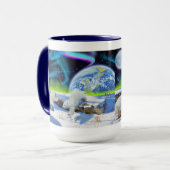 3 Polaire Beer Cubs spelen op sneeuw - Aardachtend Mok (Voorkant links)