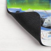 3 Polaire Beer Cubs spelen op sneeuw - Aardachtend Muismat (Hoek)