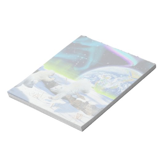 3 Polaire Beer Cubs spelen op sneeuw - Aardachtend Notitieblok (Linkerzijde)