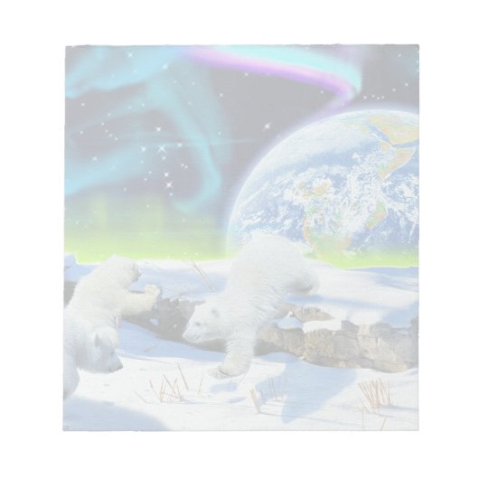 3 Polaire Beer Cubs spelen op sneeuw - Aardachtend Notitieblok (Voorkant)