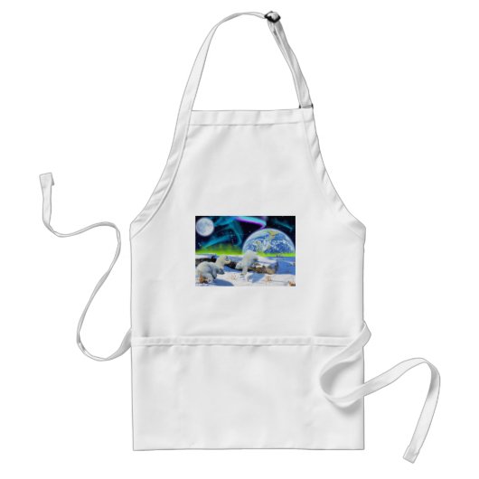 3 Polaire Beer Cubs spelen op sneeuw - Aardachtend Standaard Schort (Voorkant)