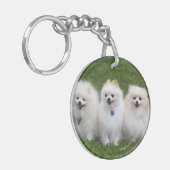 3 Pommeren Zitten Sleutelhanger (Voorkant Links)