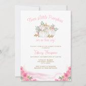 3 pompoenen op weg Herfst meisje drieling Baby sho Kaart (Voorkant)