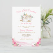 3 pompoenen op weg Herfst meisje drieling Baby sho Kaart (Staand voorkant)