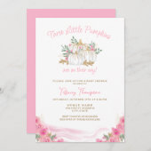 3 pompoenen op weg Herfst meisje drieling Baby sho Kaart (Voorkant / Achterkant)