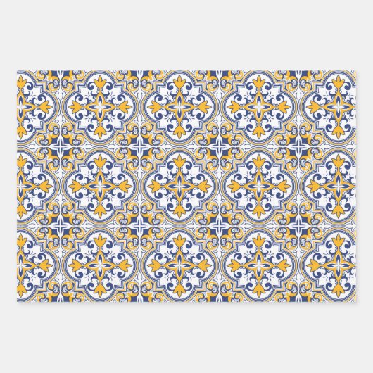  😍 3 Prachtige Azulejos Papier voor het oppakken Inpakpapier Vel (Voorkant)