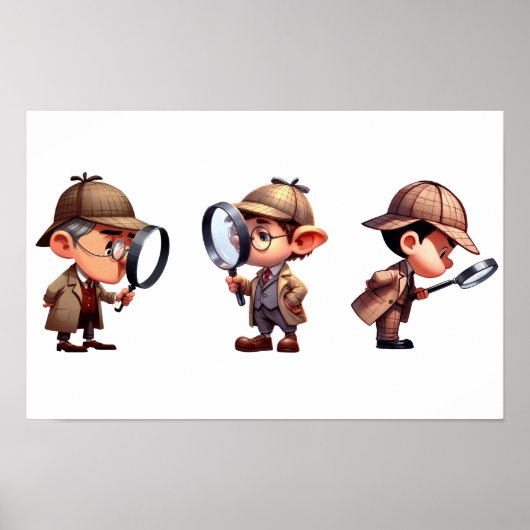 3 privé-detectives op zoek naar aanwijzingen poster (Voorkant)