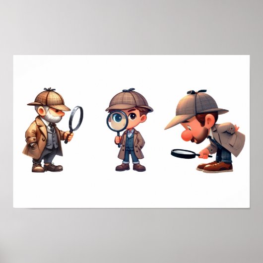 3 privé-detectives op zoek naar aanwijzingen poster (Voorkant)