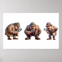 3 privé-detectives op zoek naar aanwijzingen poster
