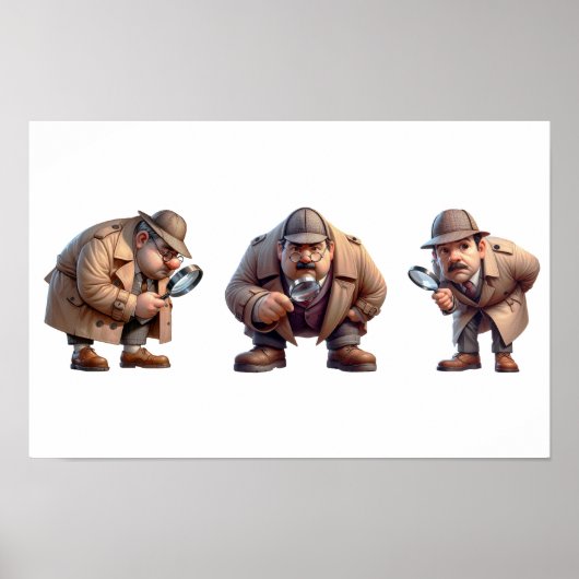3 privé-detectives op zoek naar aanwijzingen poster (Voorkant)