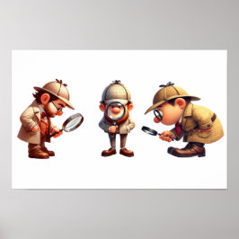 3 privé-detectives op zoek naar aanwijzingen poster