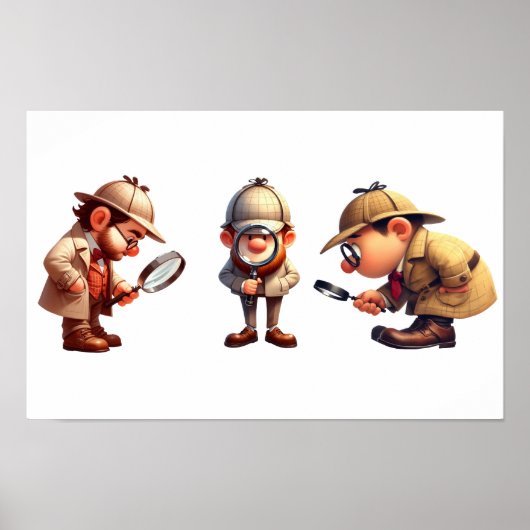 3 privé-detectives op zoek naar aanwijzingen poster (Voorkant)