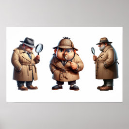 3 privé-detectives op zoek naar aanwijzingen poster