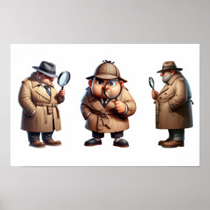 3 privé-detectives op zoek naar aanwijzingen poster